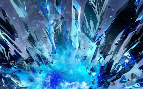 Explosión de un cristal azul