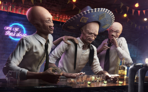 Aliens borrachos en un bar, Fondo de Pantalla y Escritorio HD Gratis