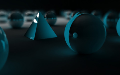 Piramide rodeada por esferas
