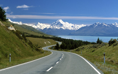 Vista desde la carretera del Monte Cook, Nueva Zelanda