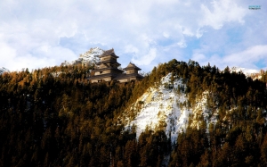 Templo en bosque montañoso