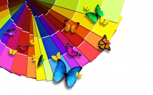 Mariposas en una paleta de colores